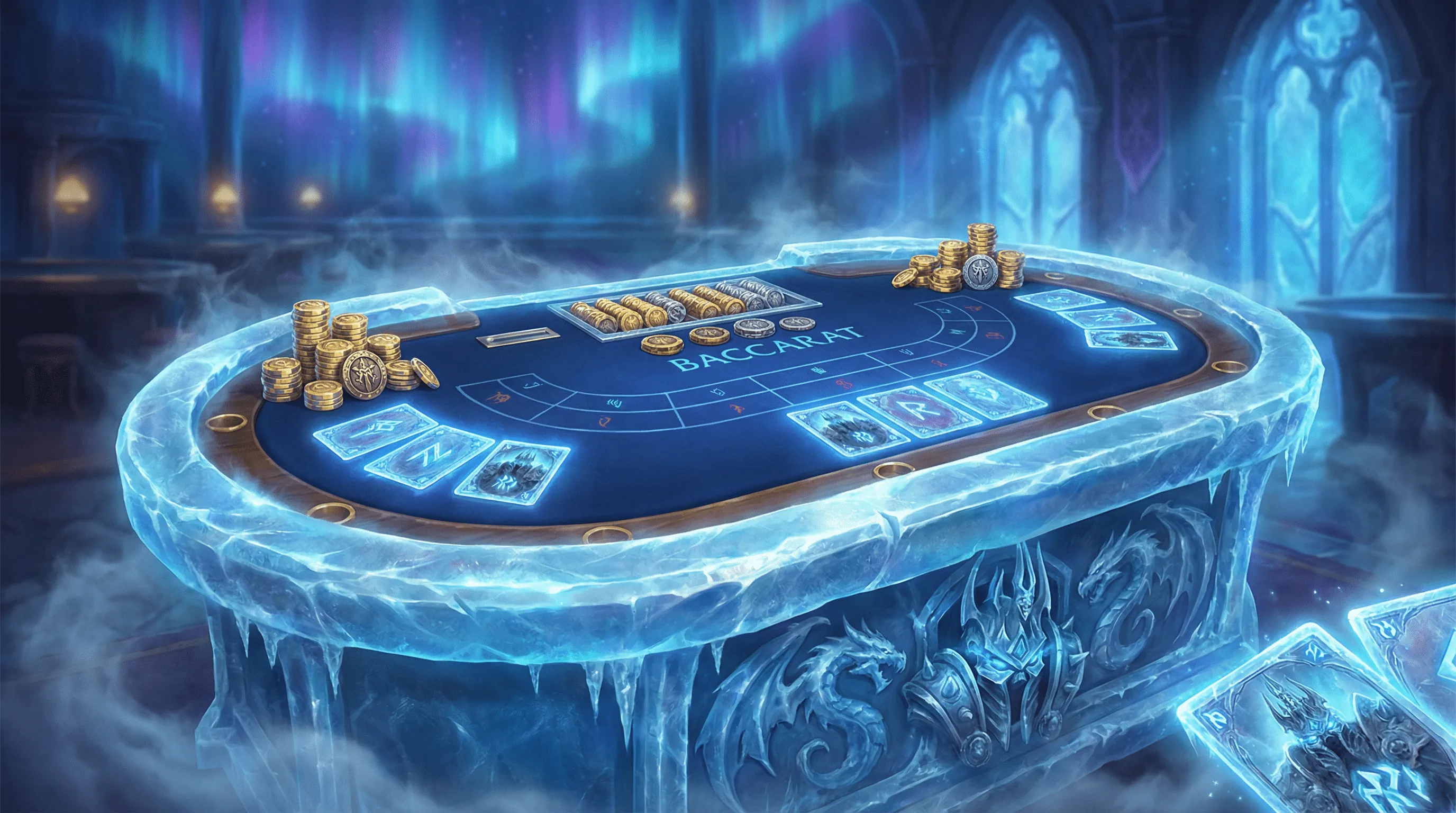 Mesa de Bacará luxuosa com cristais de gelo no tradicionalbet