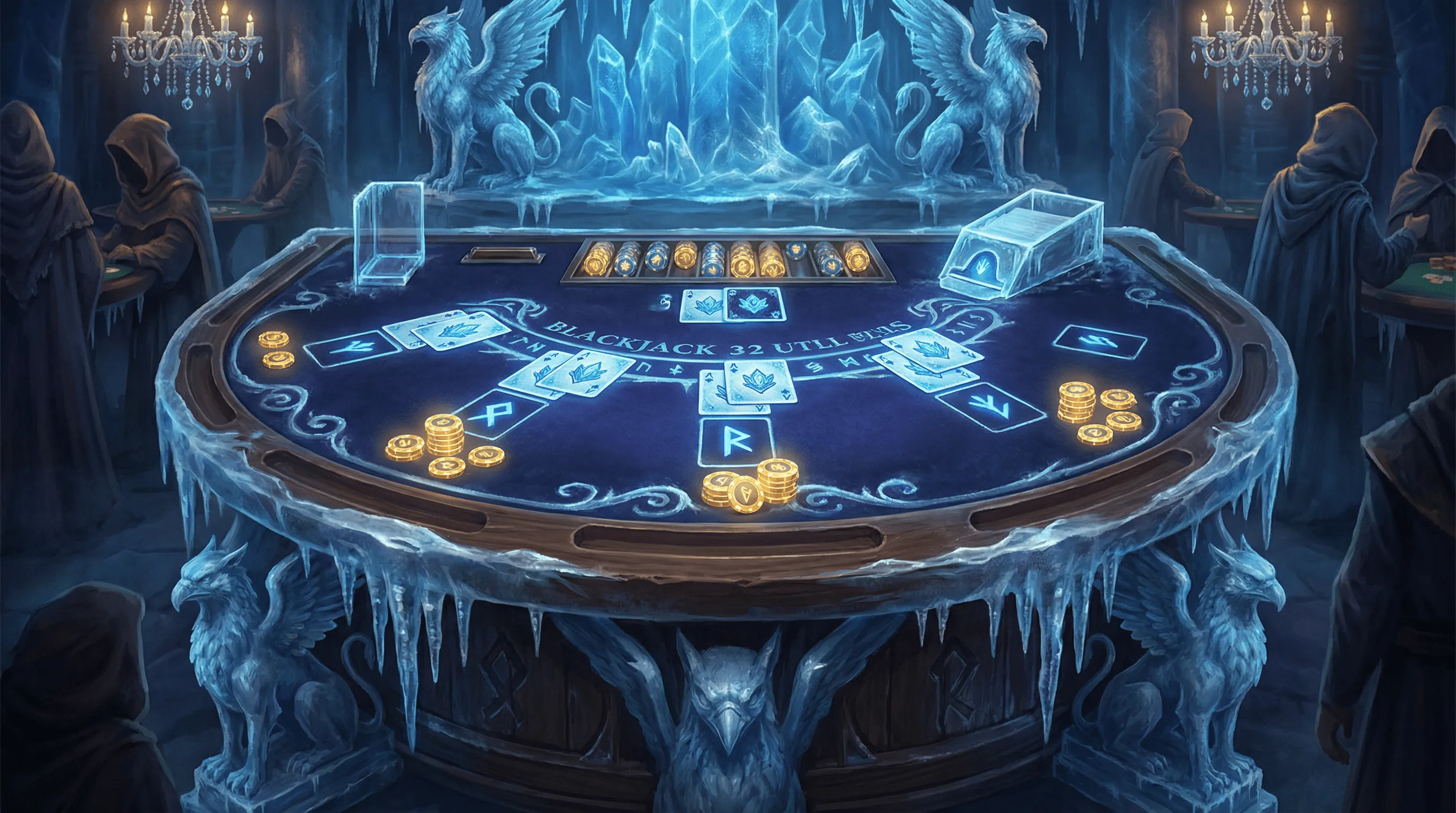 Mesa de Blackjack elegante com tema de gelo no tradicionalbet